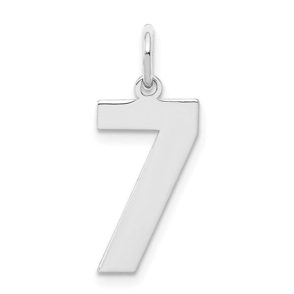 Sterling Silver, Athletic Collection Medium Polished Number 7 Pendant - Picture 1 of 5
